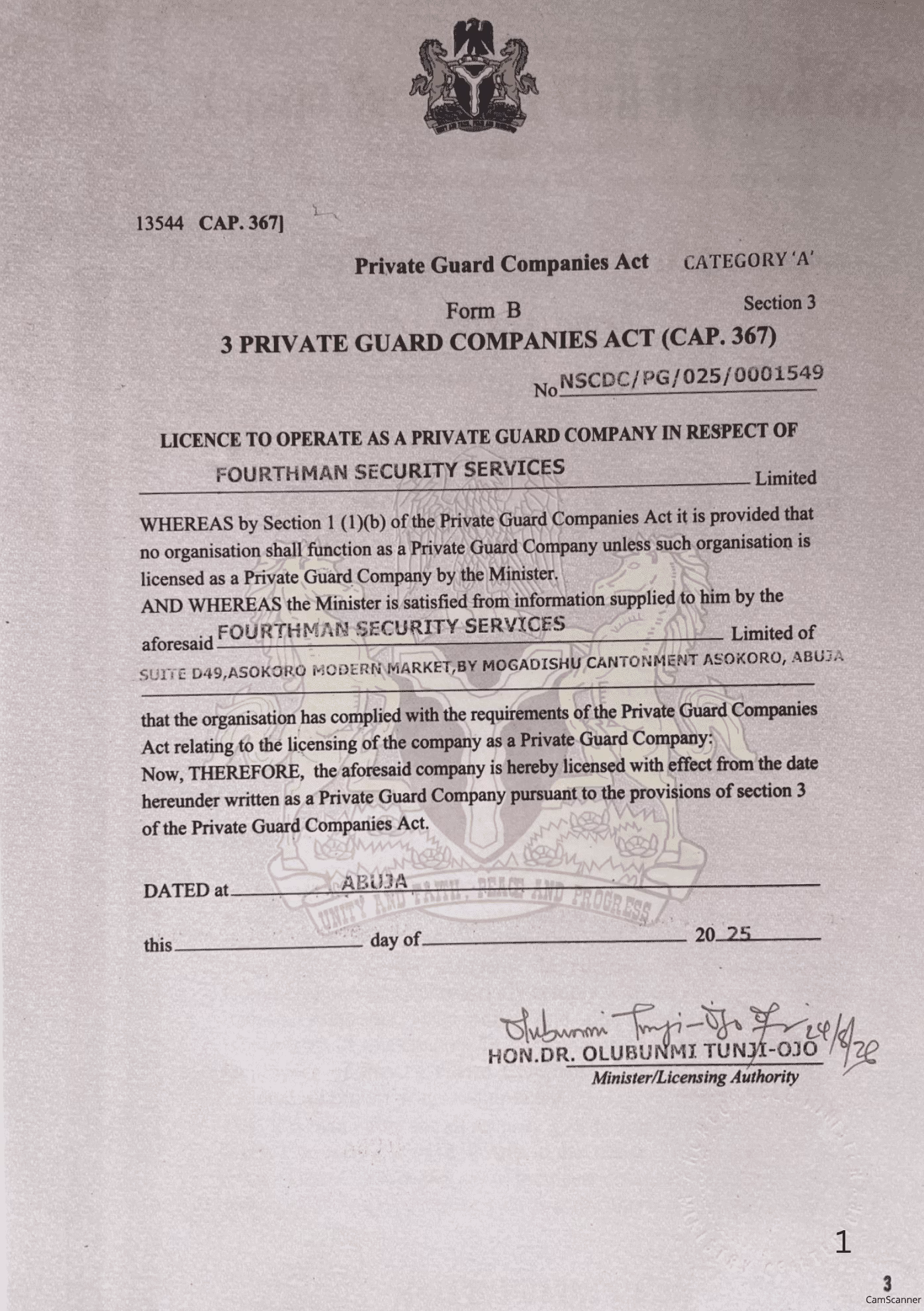 Private Guard Companies Act